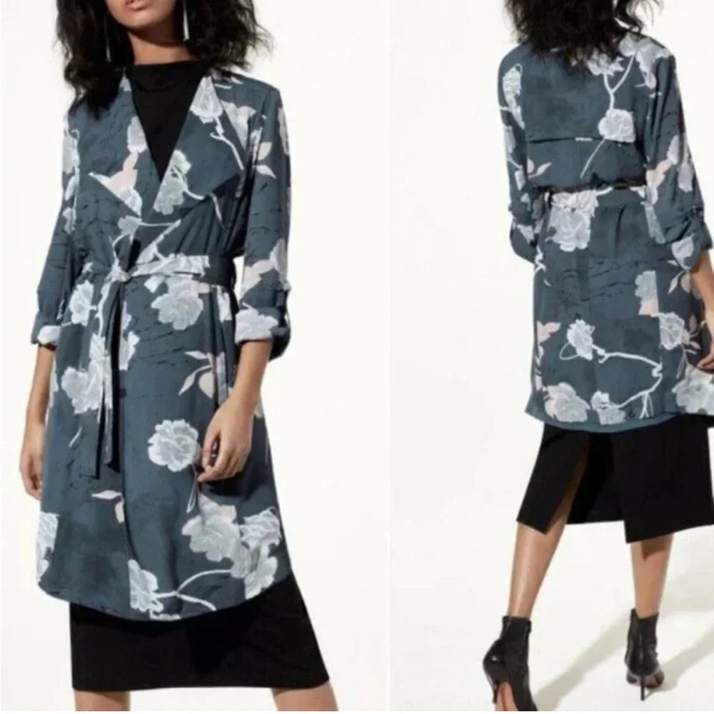 Aritzia Babaton‎ Quincey Floral Trench Jacket Women's  XXS